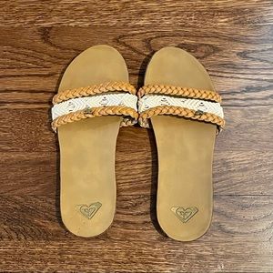 Roxy Macrame and Leather Slides
